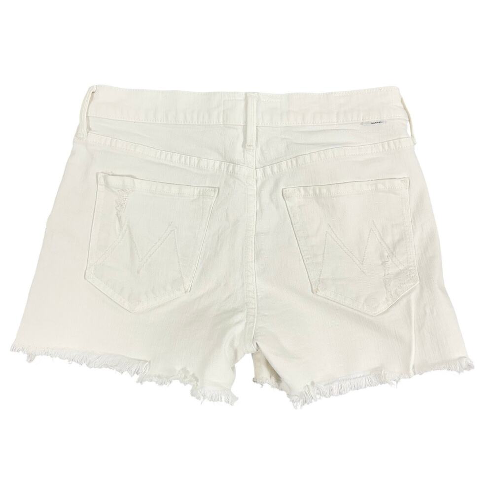 MOTHER The Dutchie Short Fray White Embroidered Floral Denim Shorts Size 27 - Picture 2 of 13